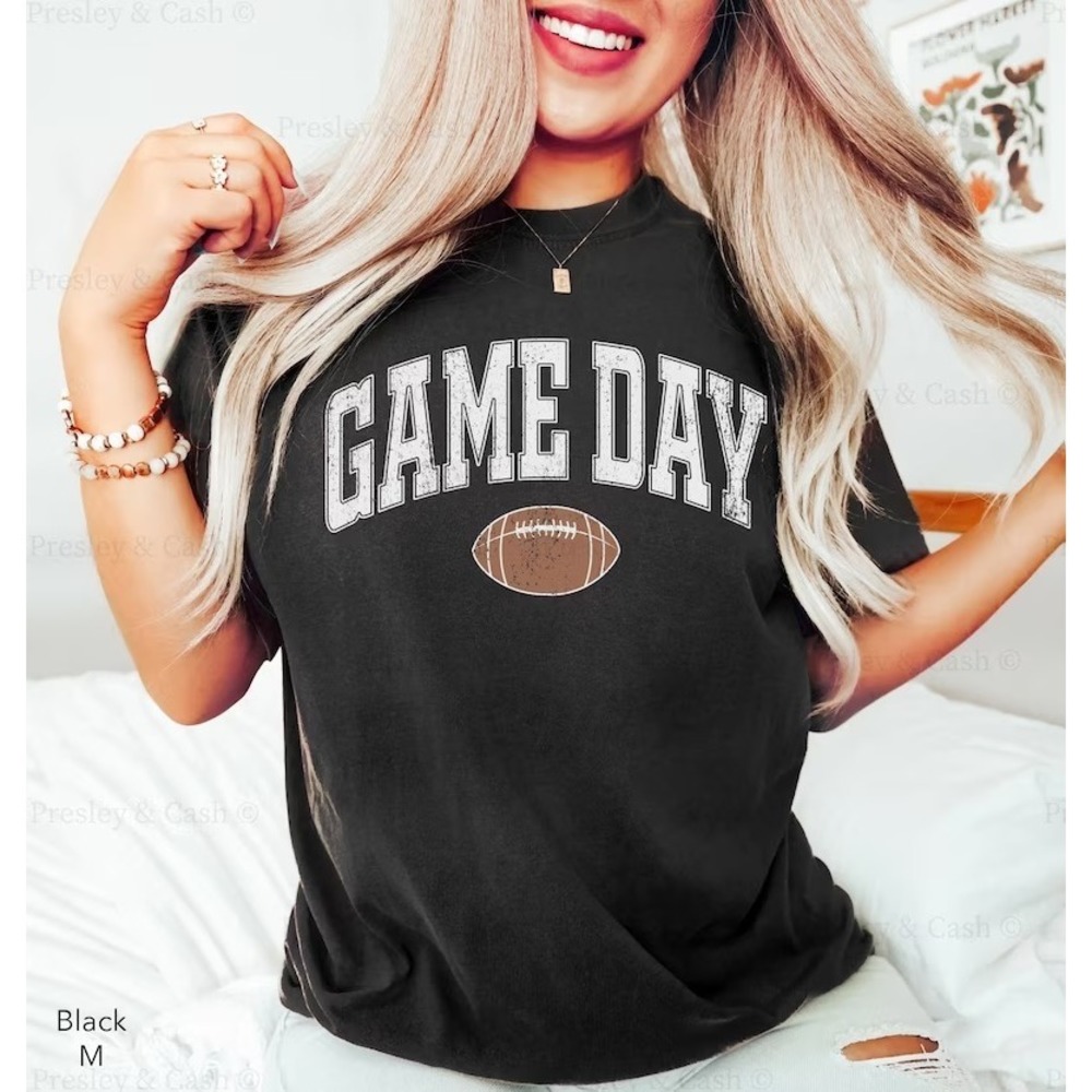 Game Day Shirt Football Fan Shirt Sports Tee Vintage Style Football Shirt - Picture 1 of 4